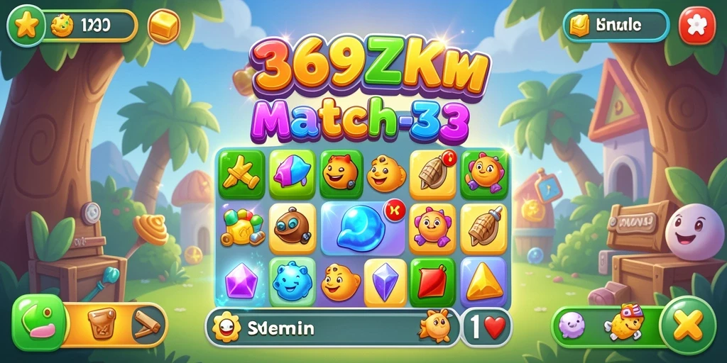 Screenshot gameplay 369ZK dengan level Match-3 yang menarik.