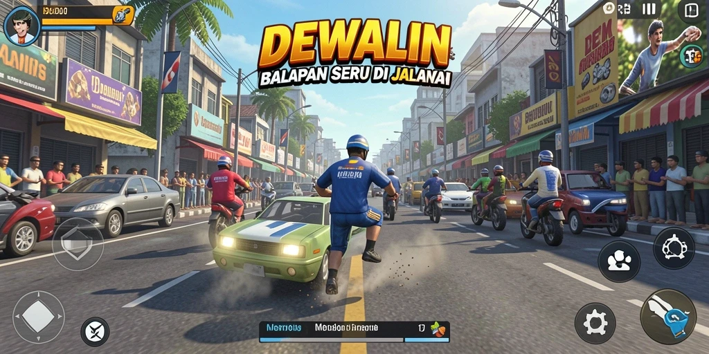 Gameplay seru balapan mobil di DEWALIN.