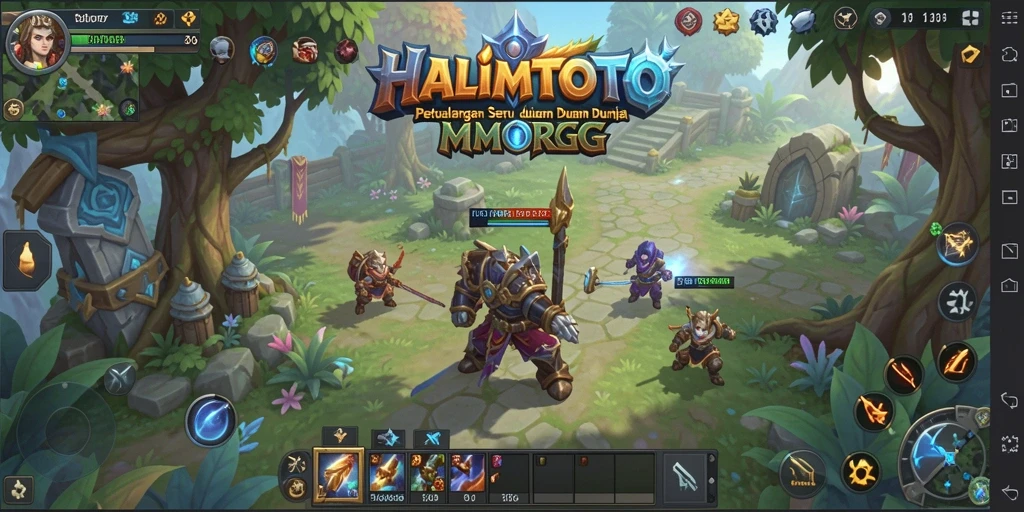 Screenshot gameplay HALIMTOTO menunjukkan pertarungan mendebarkan dalam dunia MMORPG.