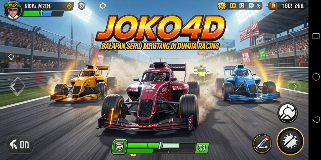 Screenshot menampilkan aksi balapan seru di JOKO4D.