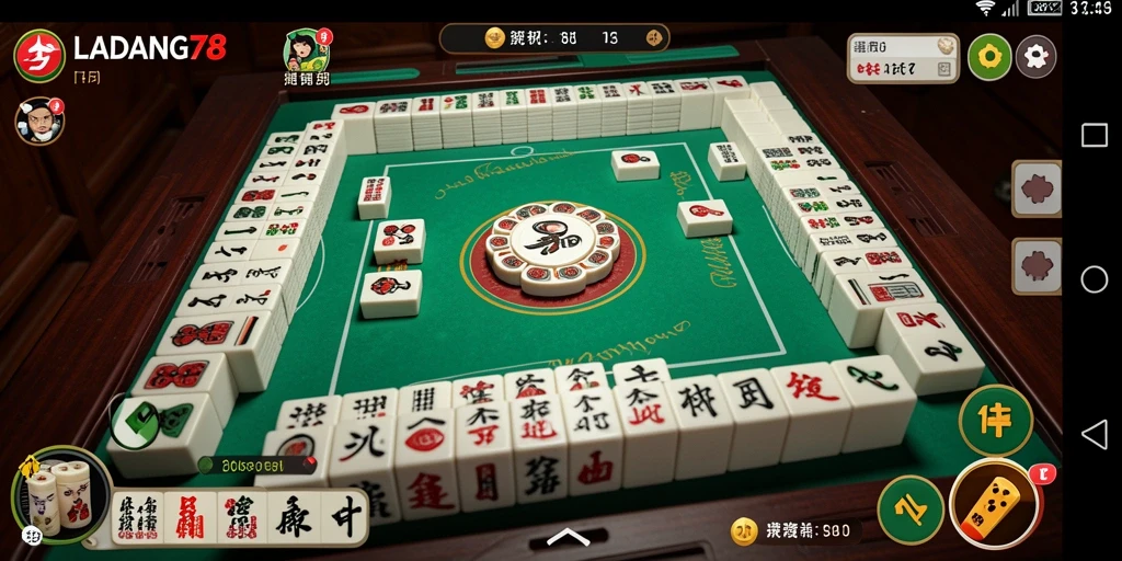 Tampilan gameplay seru dari LADANG78, menghadirkan kesenangan bermain Mahjong.