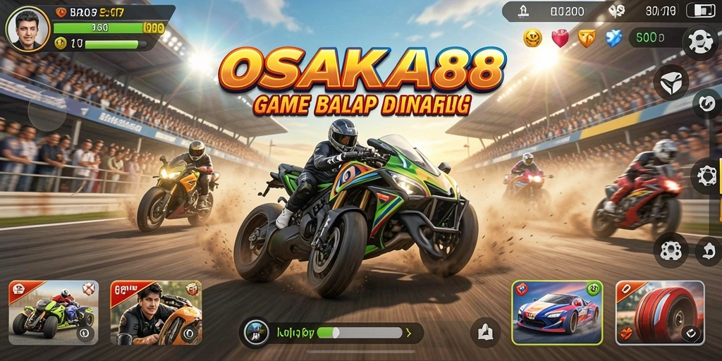 Tampilan menarik dari gameplay balap OSAKA88 yang mendebarkan.