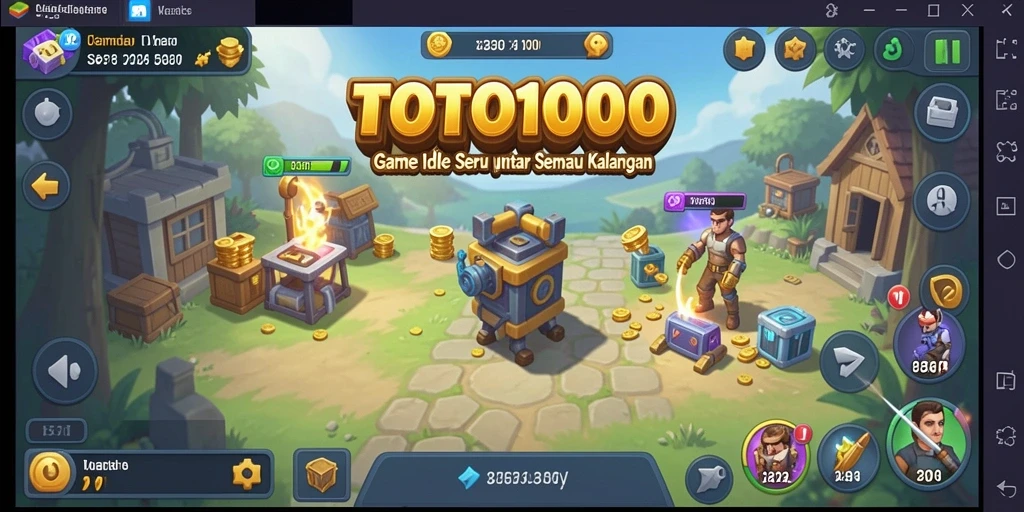Tampilan utama TOTO1000 saat gameplay Idle yang menarik.