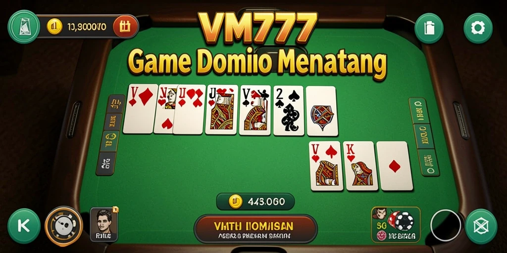 Screenshot gameplay VM777 yang menampilkan suasana seru permainan domino.
