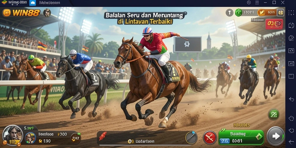 Tampilan gameplay seru di WIN88 dengan mobil balap yang cepat.